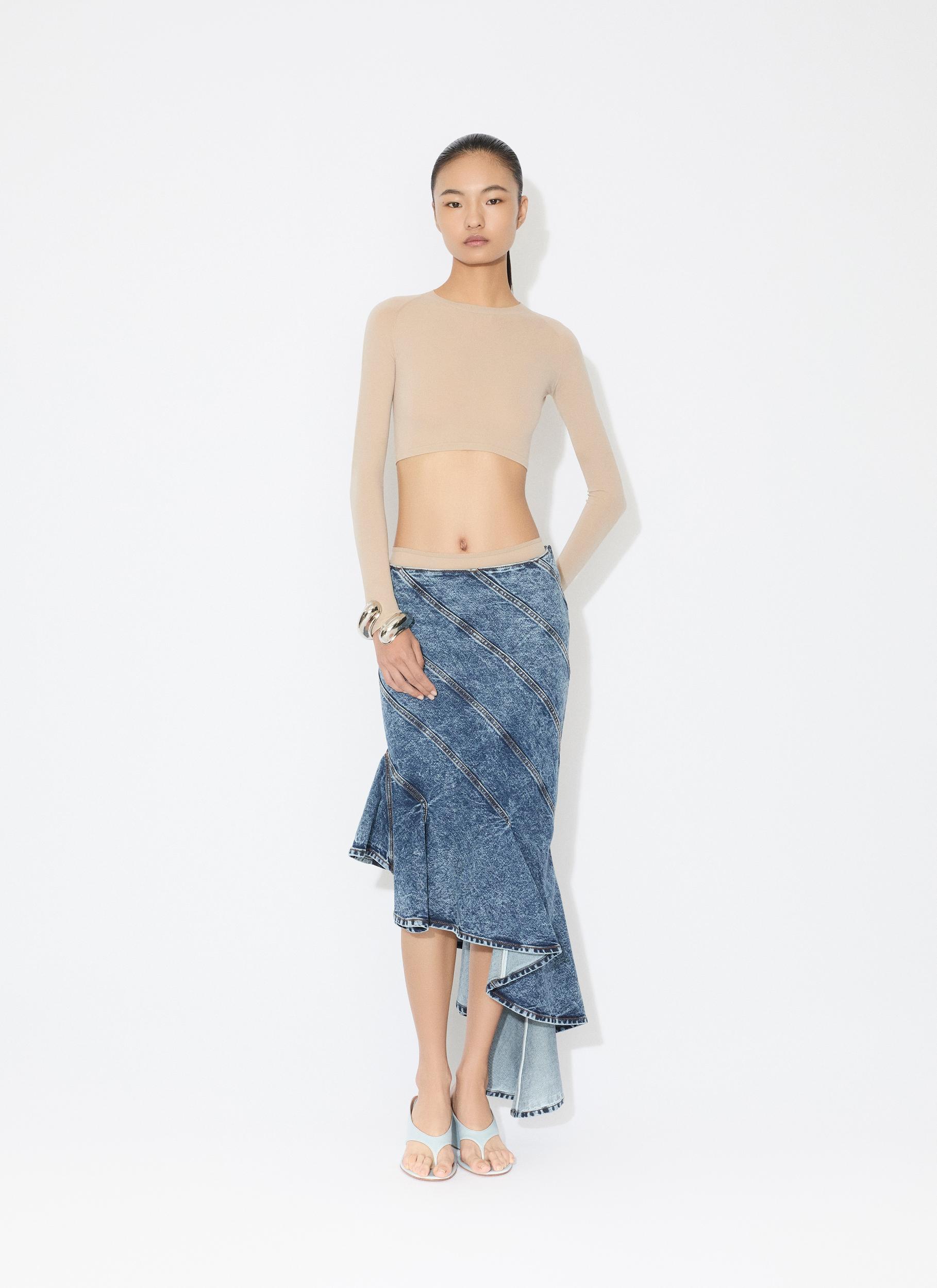 BLUE DENIM SPIRAL SKIRT Product Image