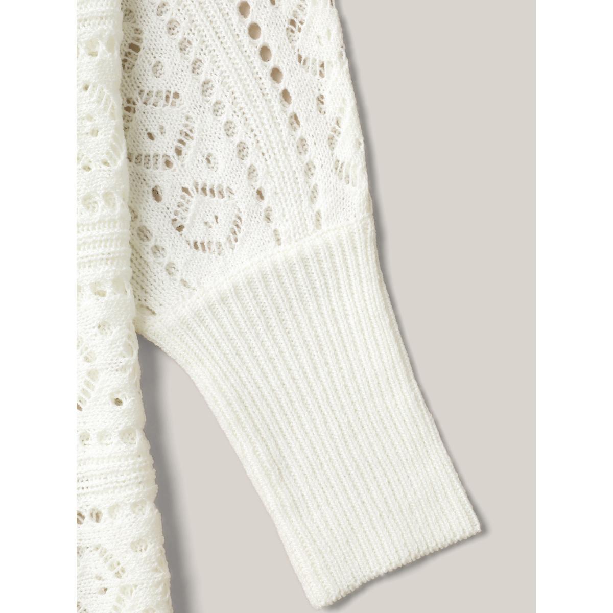 Plus Size Textured Cut-Out Balloon Sleeve Swim Cover-Up Women's Swimwear Ivory Beach Loose Texture Curve Swim Cover Ups BloomChic 22-24/3X Product Image