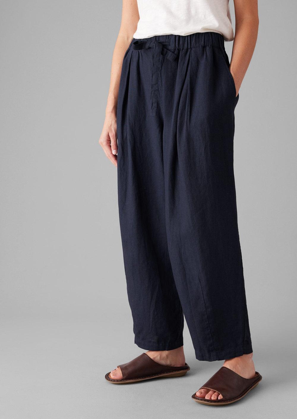 Minako Garment Dyed Linen Pants | Midnight Product Image