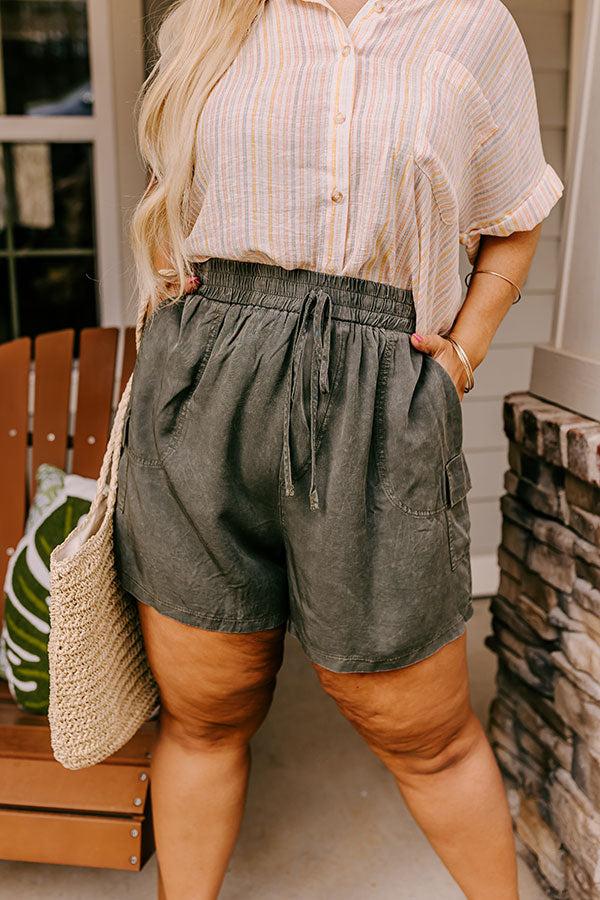 The Aleena High Waist Shorts In Olive Curves Product Image