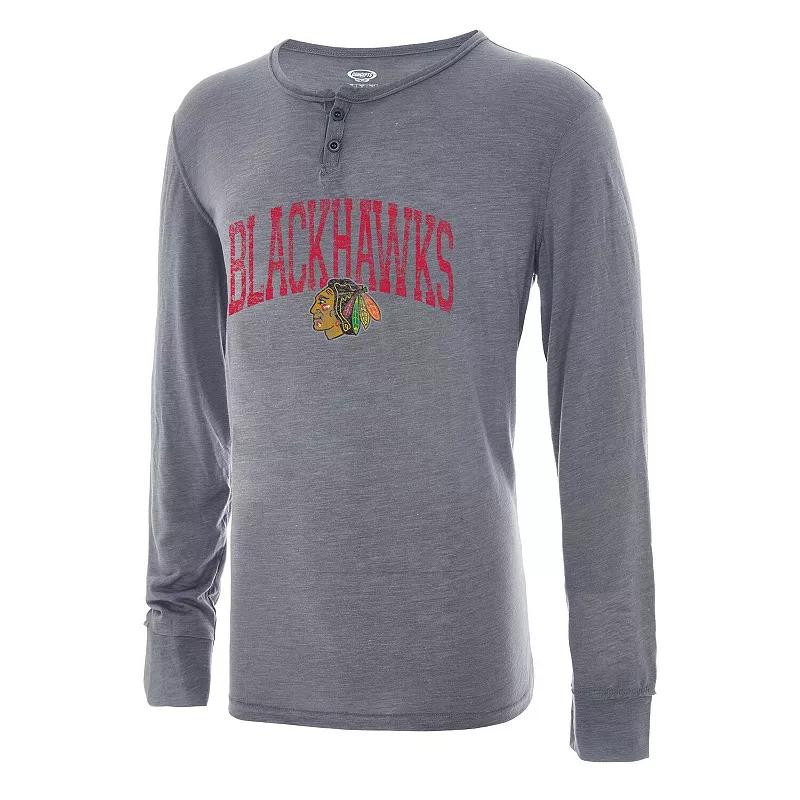 Mens Concepts Sport Gray Chicago Blackhawks Takeaway Henley Long Sleeve T-Shirt Product Image