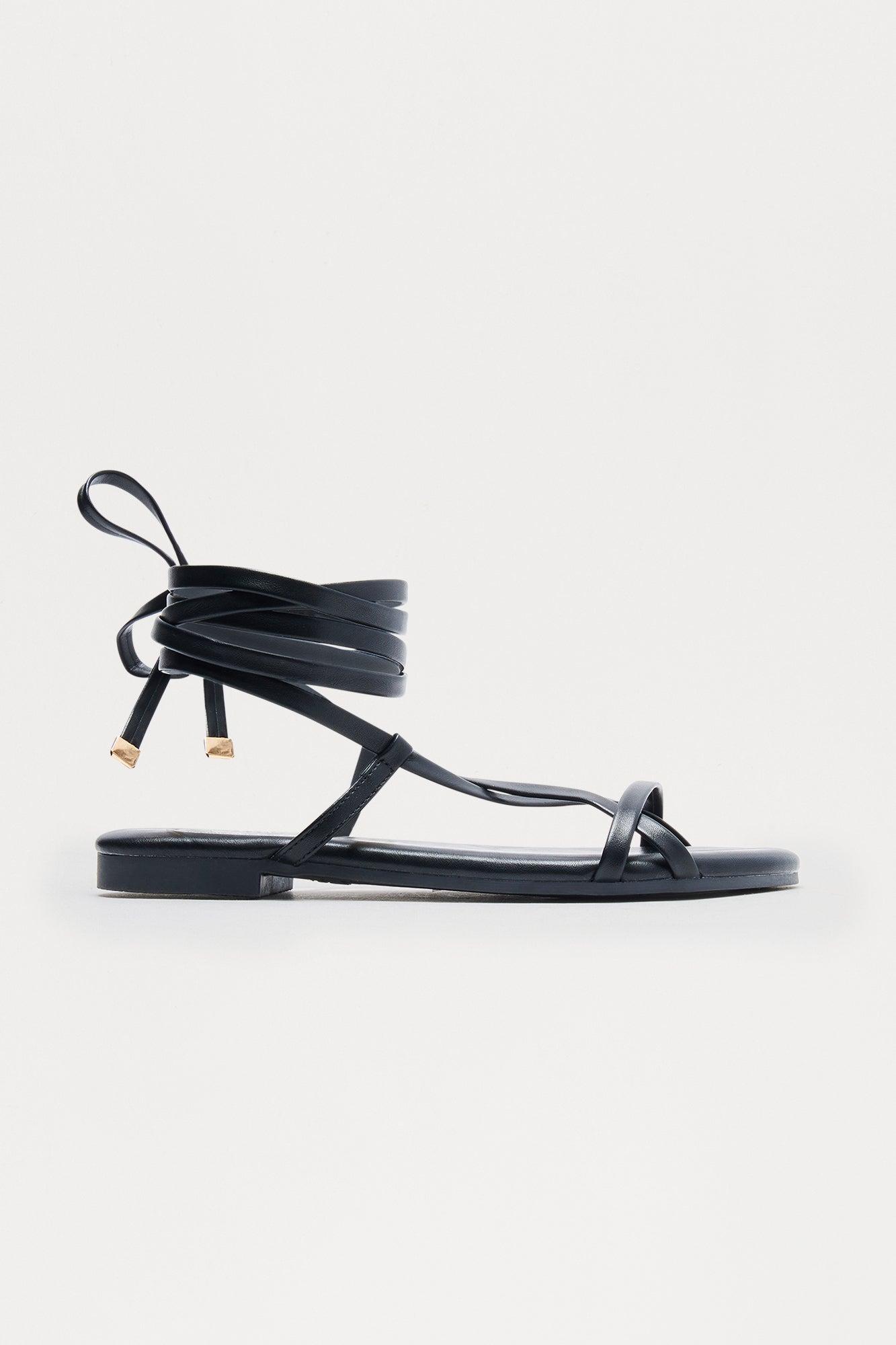 Leon Wrap Up Sandals - Black Product Image