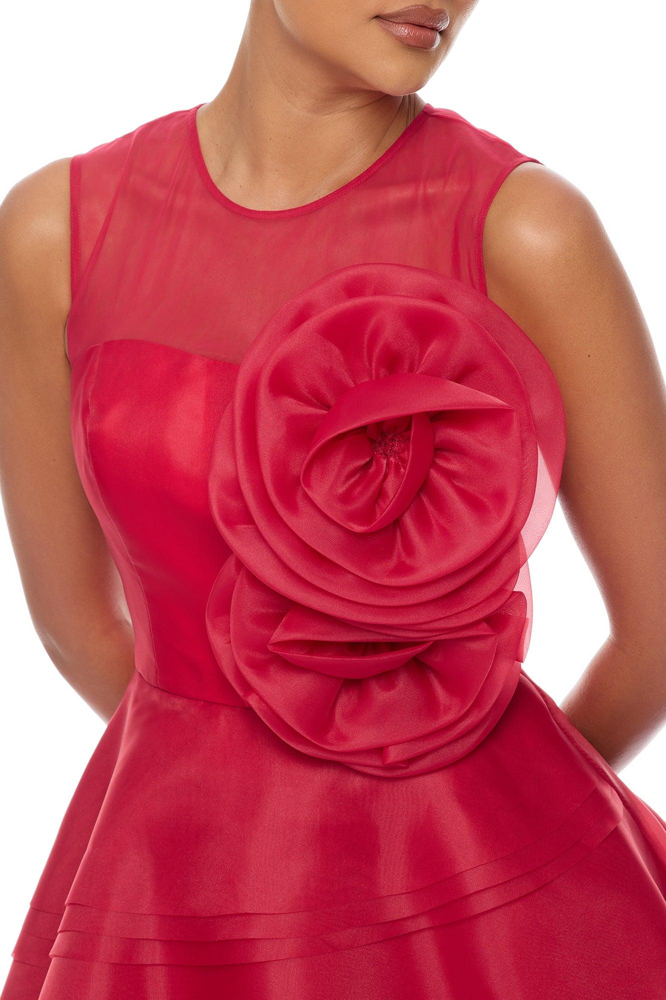 In Love Floral Applique Mini Dress - Red Female Product Image
