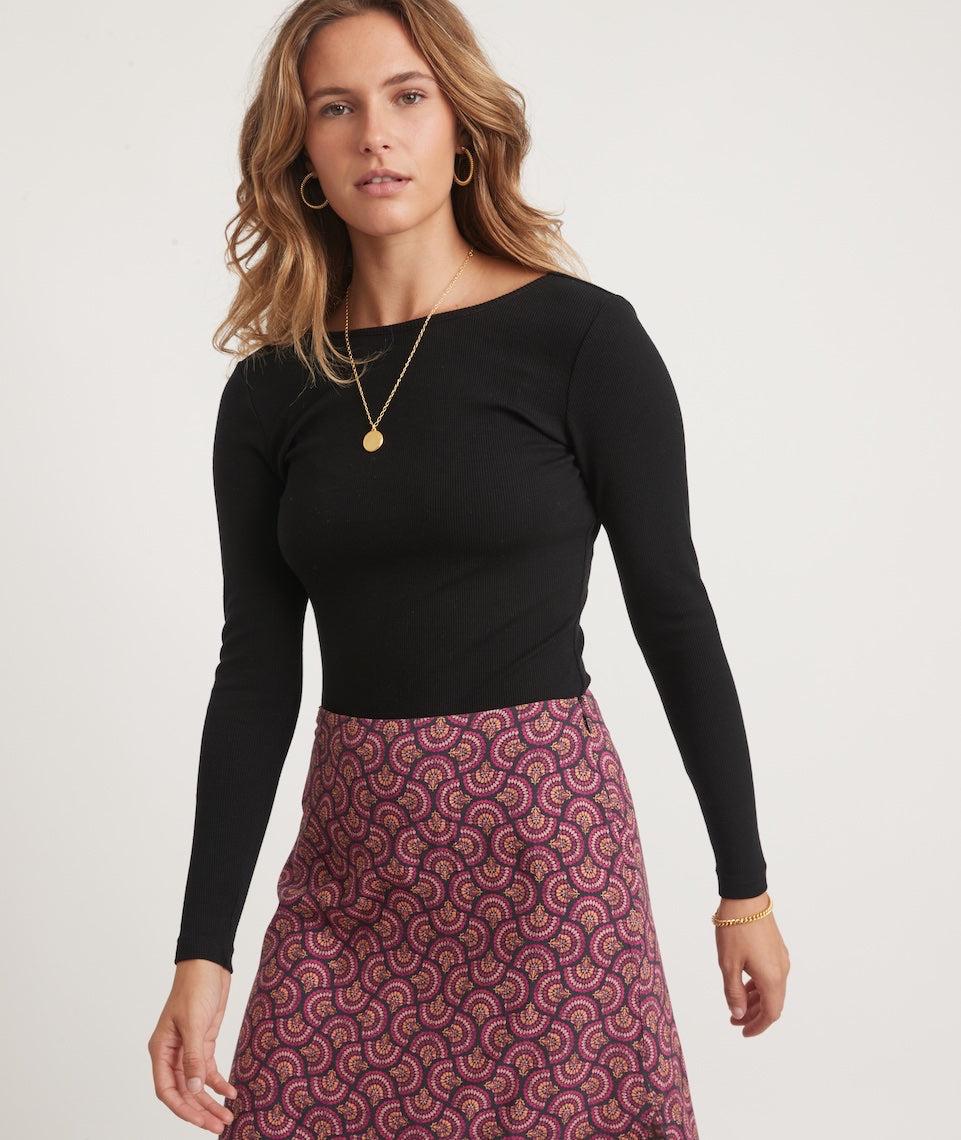 Lexi Long Sleeve Rib Bodysuit in Black Product Image