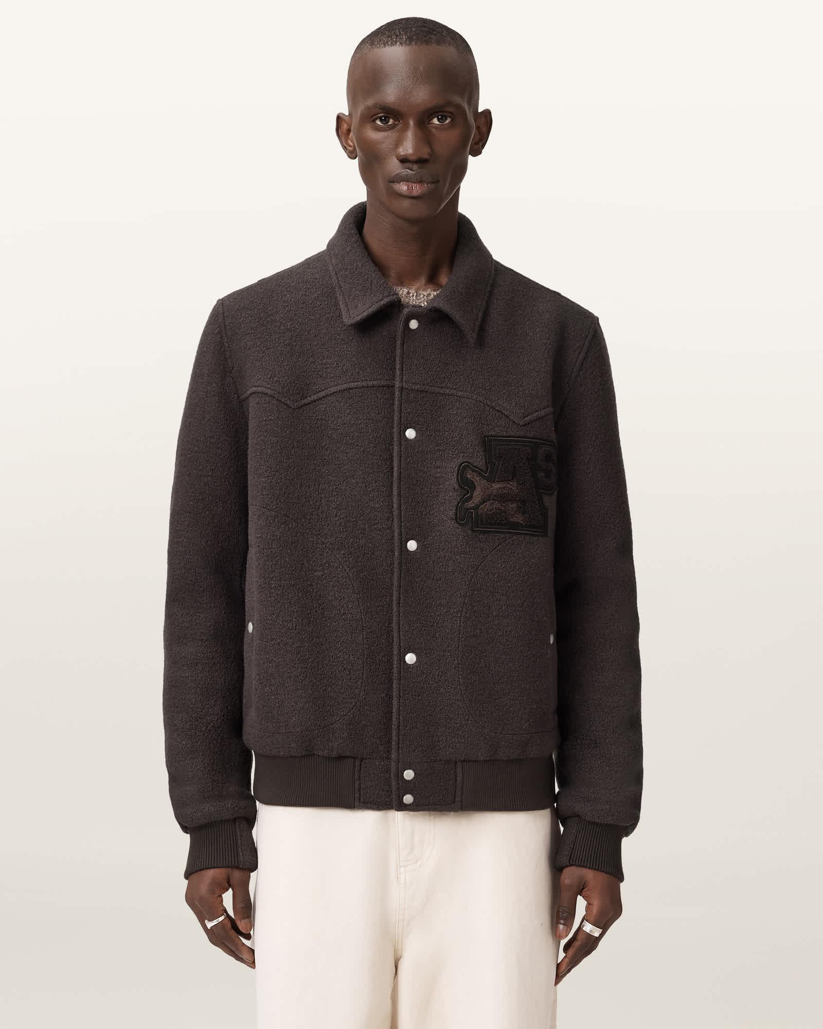 Royce Wadded Patch Jacket WEATHERED BROWN | ALLSAINTS US Product Image