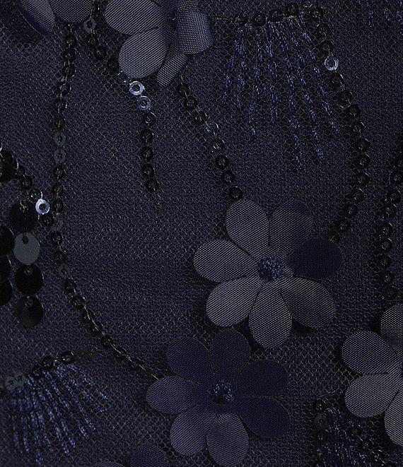 Livia Jolie by Le Bos Crew Neck Cap Sleeve 3D Sequin Sheath Dress Product Image