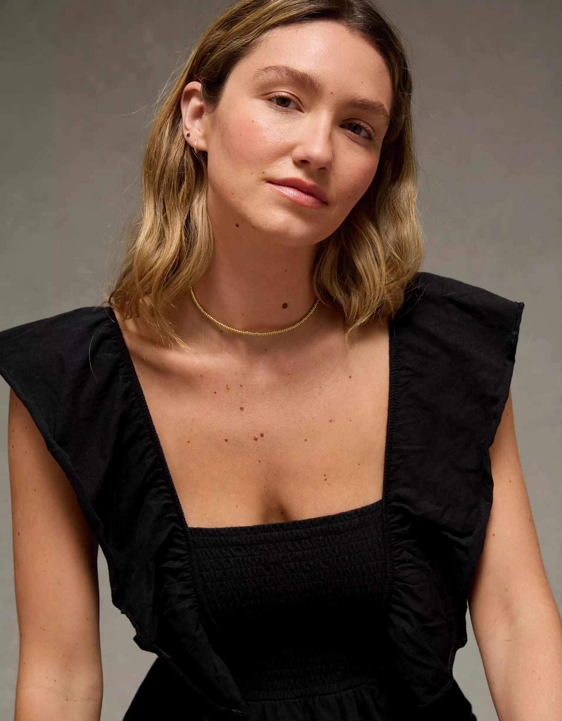 AE Sunchaser Knit Flutter Sleeve Babydoll Shirt Product Image