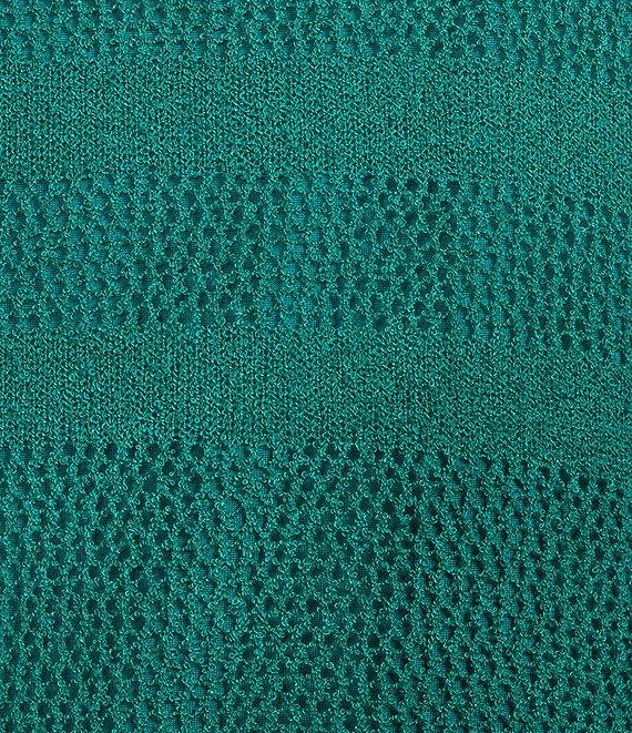 Westbound Crochet 3/4 Sleeve Crew Neck Ribbed Top Product Image