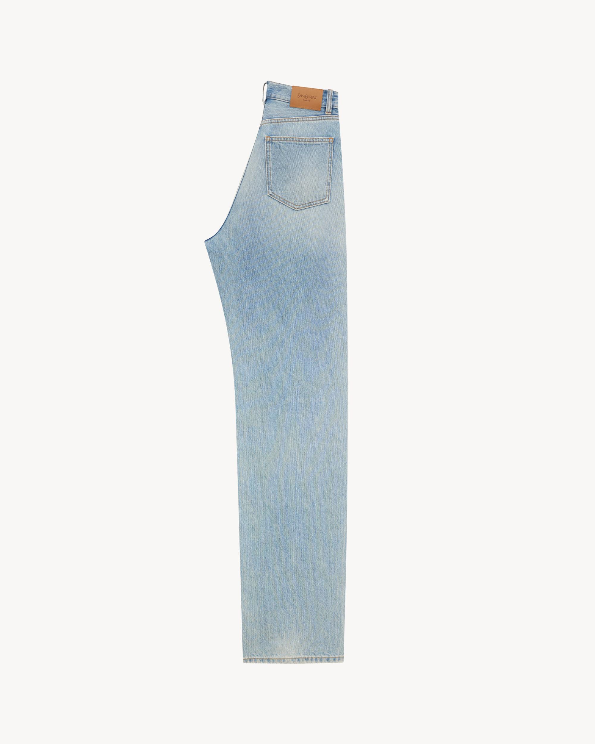 V-WAIST LONG BAGGY JEANS IN MICHIGAN BLUE DENIM Product Image