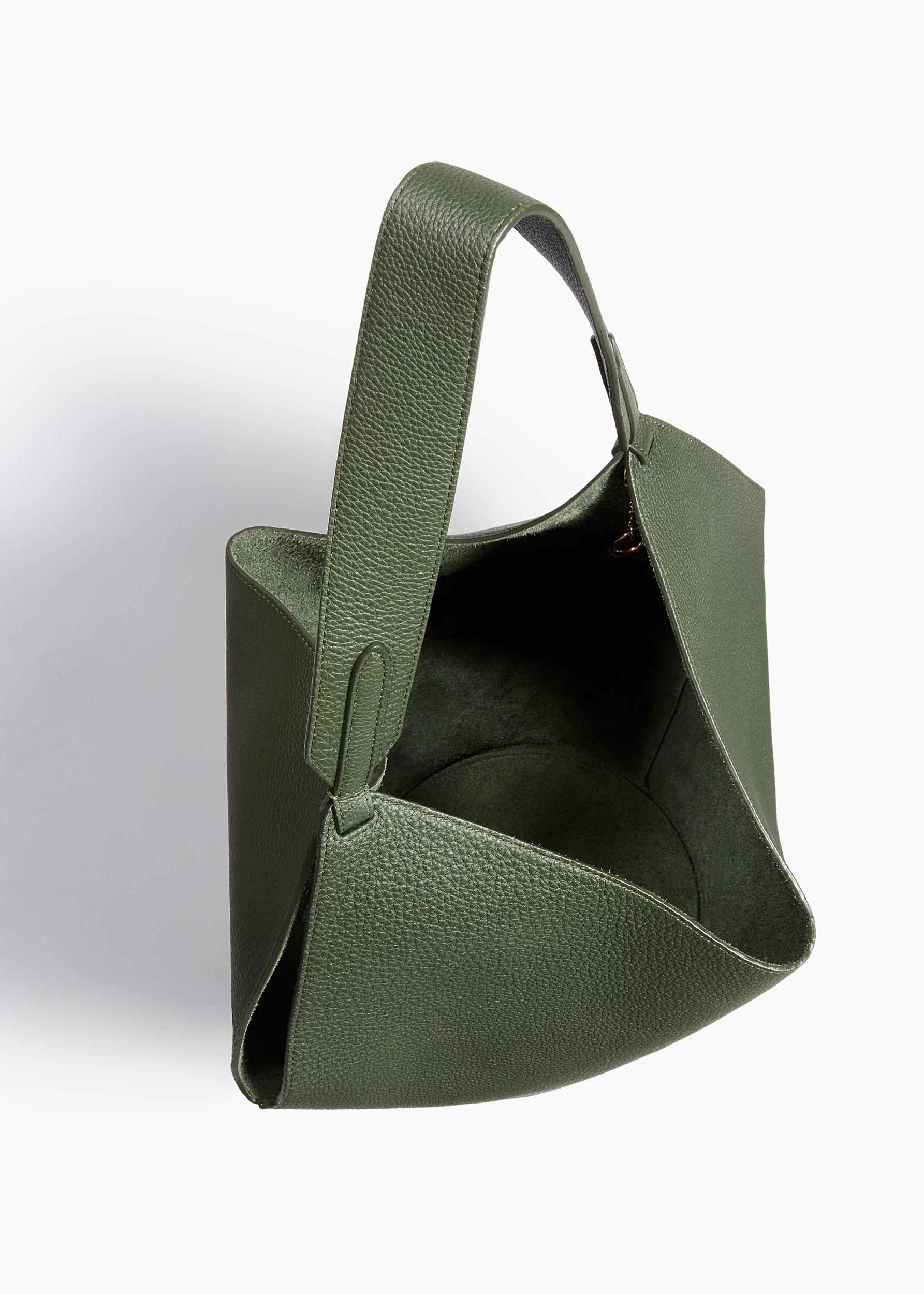 Small Lotus Tote in Bottle Green Pebbled Leather Product Image