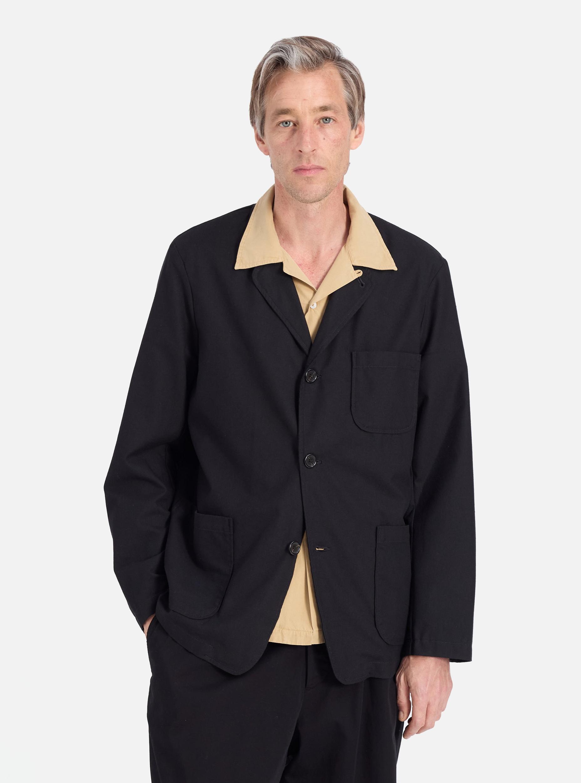 Black Valencia Cotton Three Button Jacket Product Image