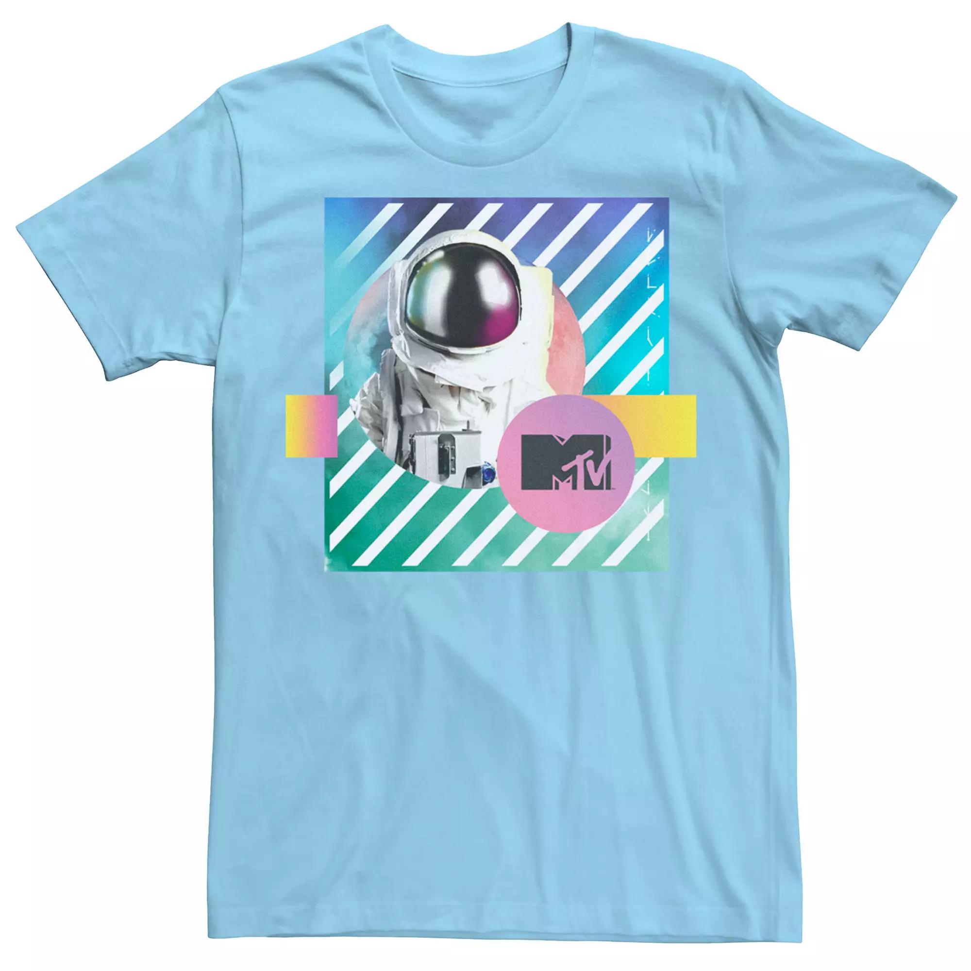 Men's MTV VMA Astronaut Neon Stripped Tee, Size: 3XL, Light Blue Product Image