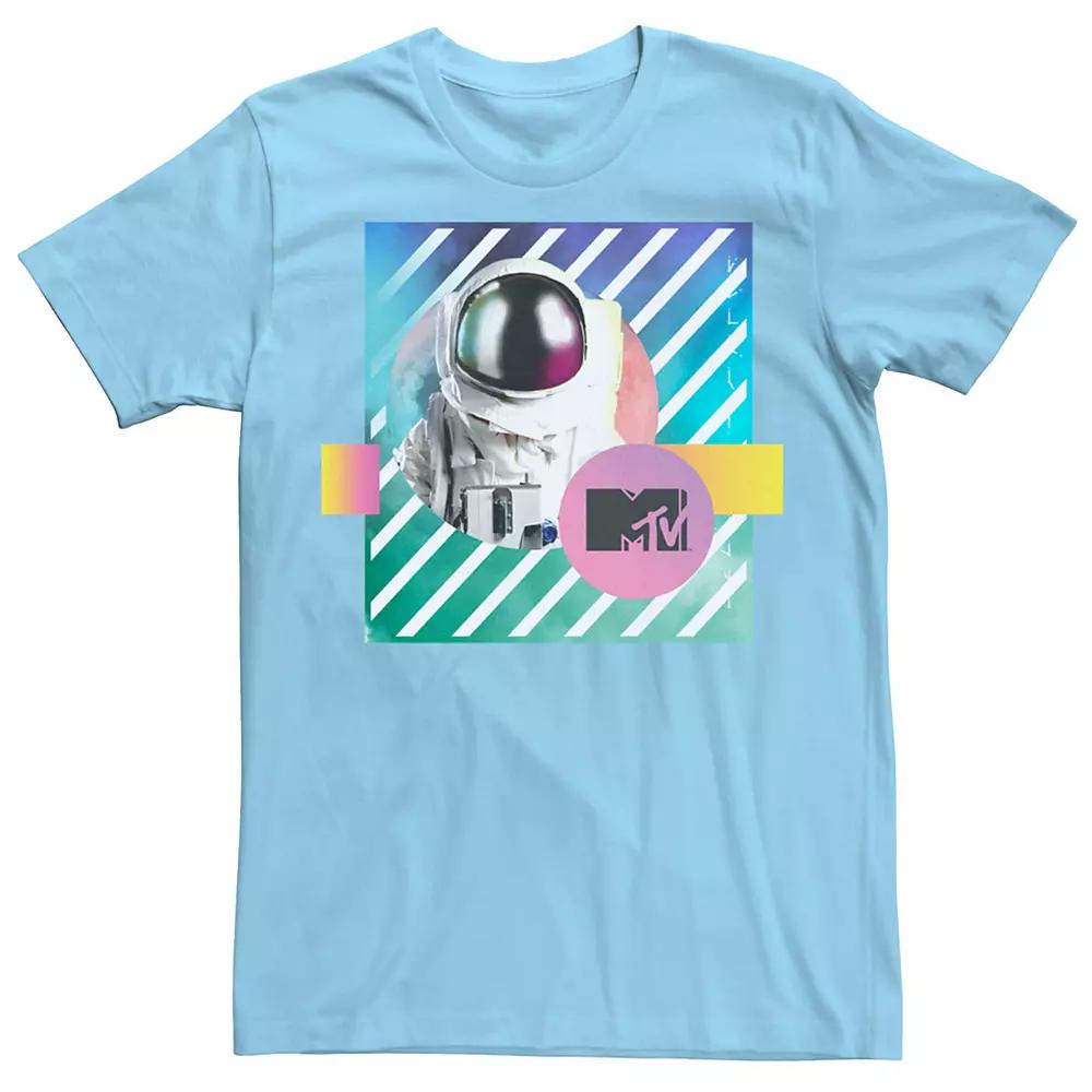 Men's MTV VMA Astronaut Neon Stripped Tee, Size: 3XL, Light Blue Product Image