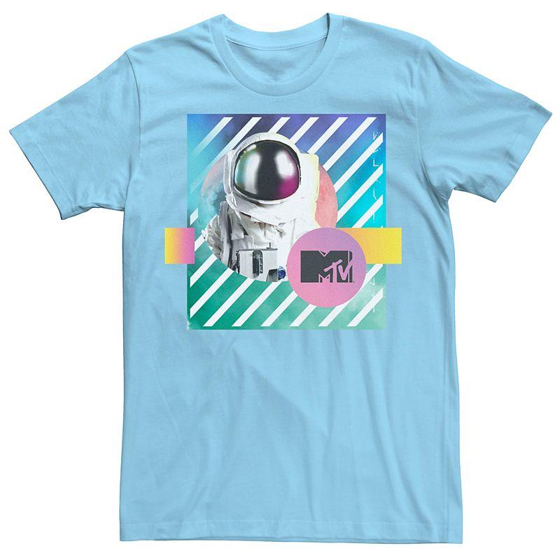 Men's MTV VMA Astronaut Neon Stripped Tee, Size: 3XL, Light Blue Product Image