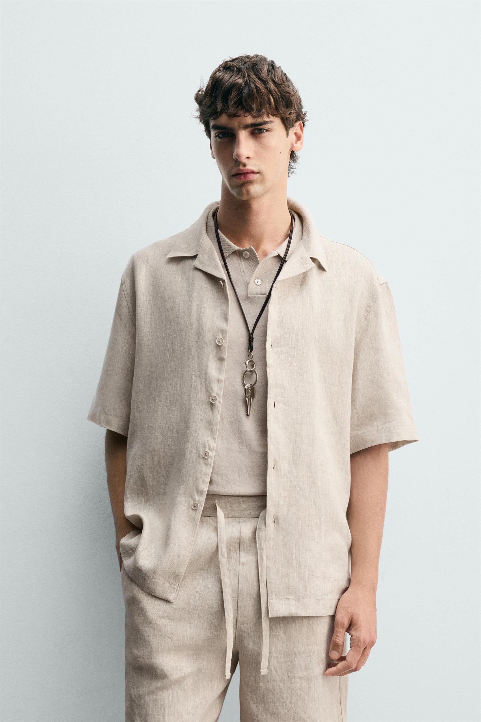 100% LINEN RELAXED FIT SHIRT Product Image