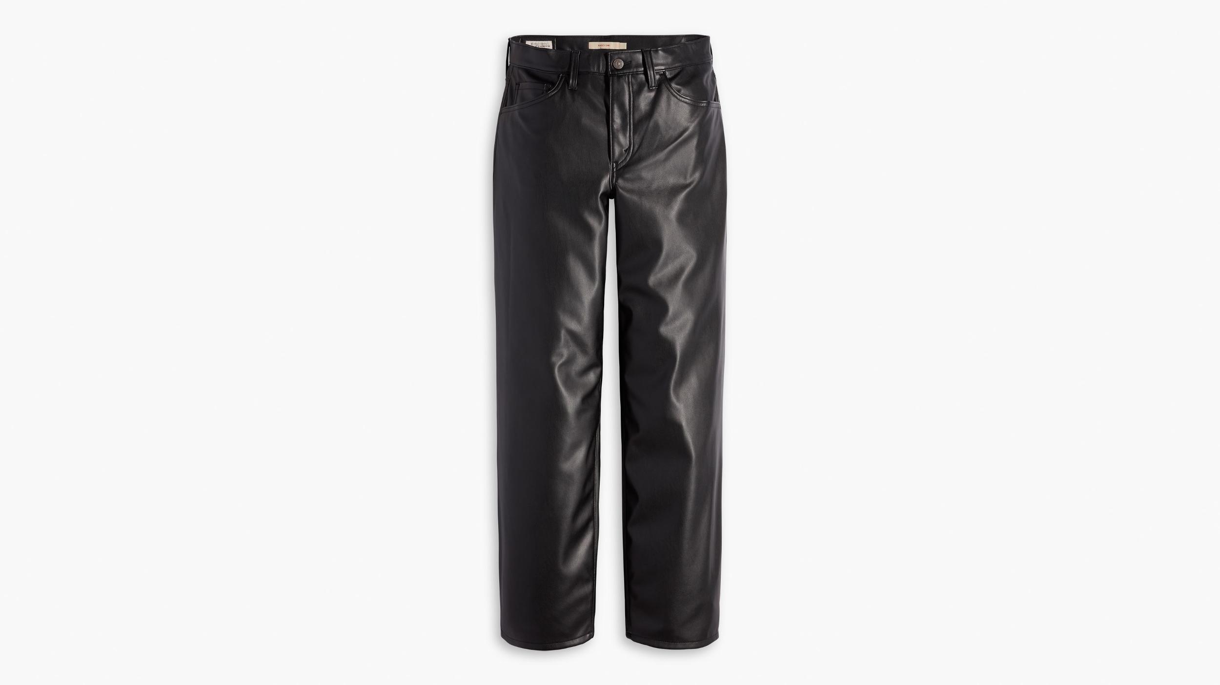 Faux Leather Baggy Dad Women's Pants Product Image