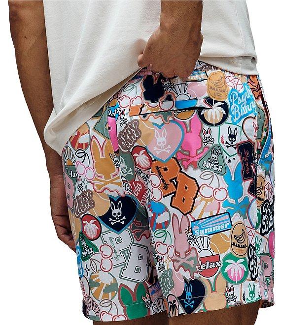 Psycho Bunny Marco Printed Pattern 5 3/4#double; Inseam Swim Trunks Product Image