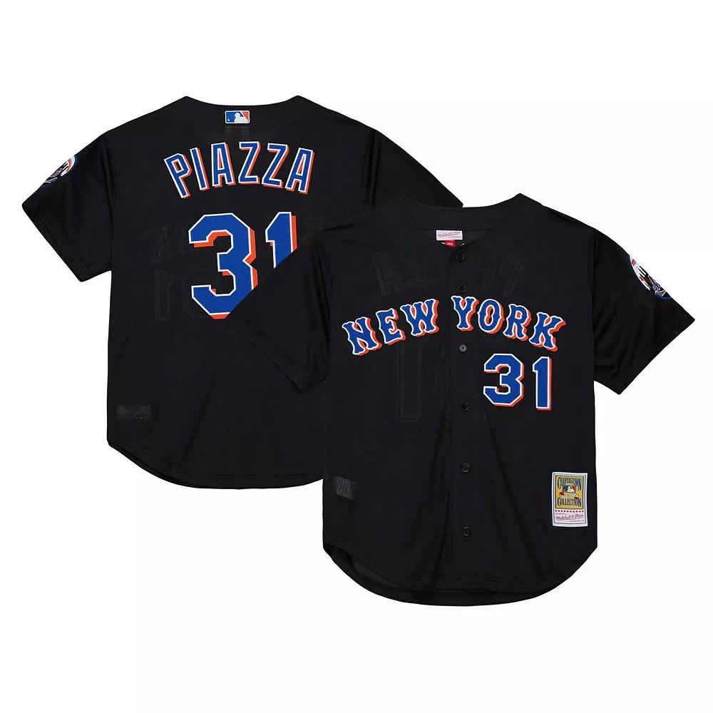Men's Mitchell & Ness Mike Piazza Black New York Mets Cooperstown Collection 2000 Batting Practice Jersey, Size: Large Product Image