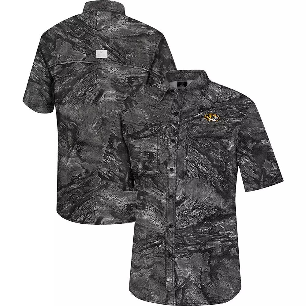 Men's Colosseum Charcoal Oklahoma State Cowboys Realtree Aspect Charter Full-Button Fishing Shirt,  Product Image