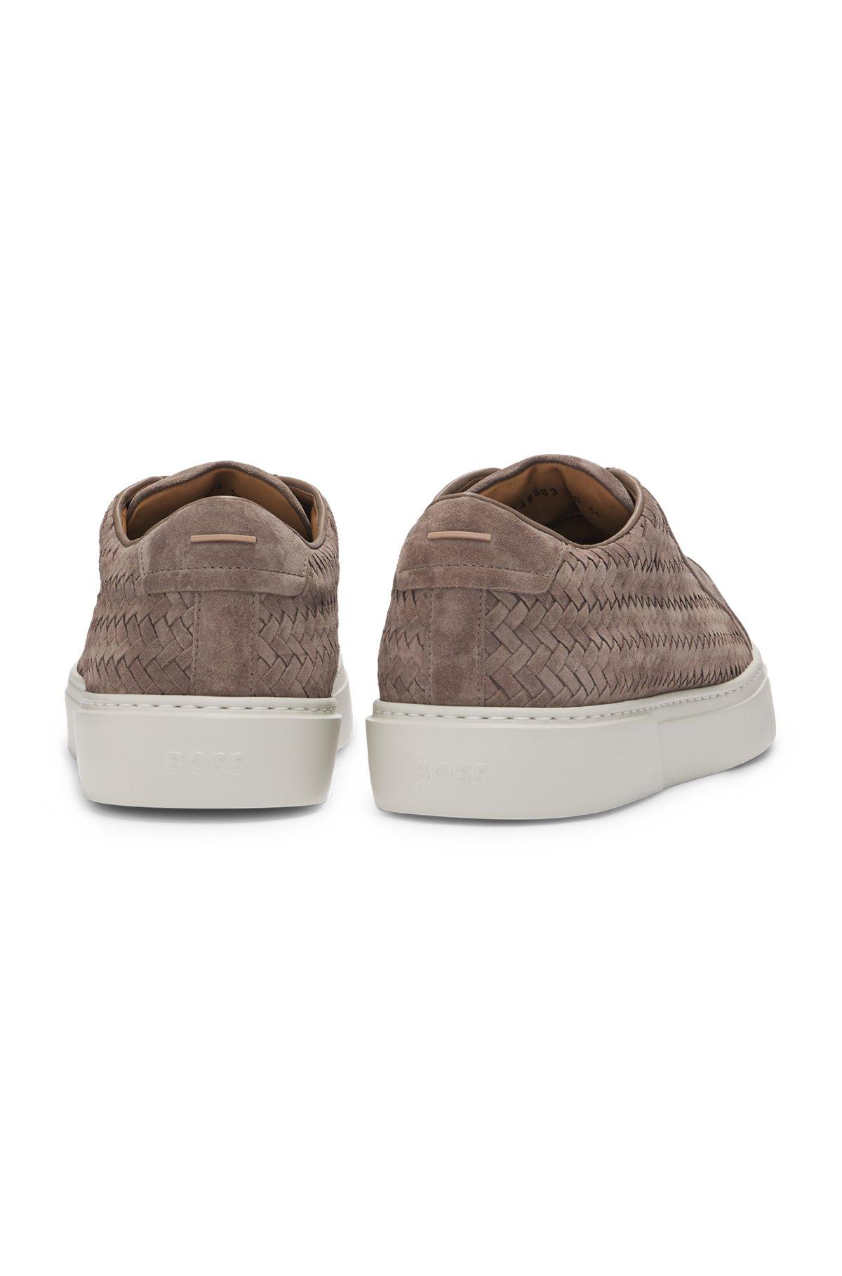 BOSS - BOSS SELECTED BY SHOHEI OHTANI Gary woven-suede trainers with hidden laces - Khaki Product Image