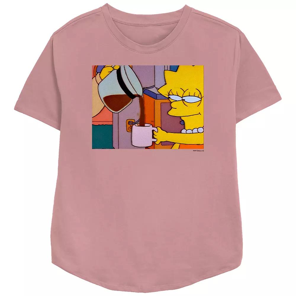 Women's The Simpsons Lisa Getting Coffee Relaxed Fit Graphic Tee, Girl's,  Product Image