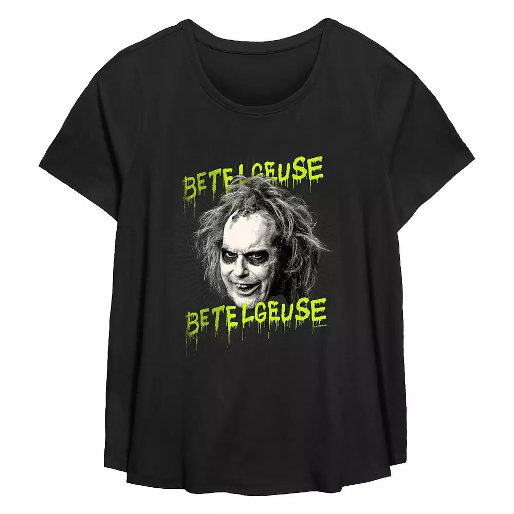 Plus Size Beetlejuice 2 Betelgeuse Betelgeuse Flowy Graphic Tee, Women's, Size: 3XL, Black Product Image