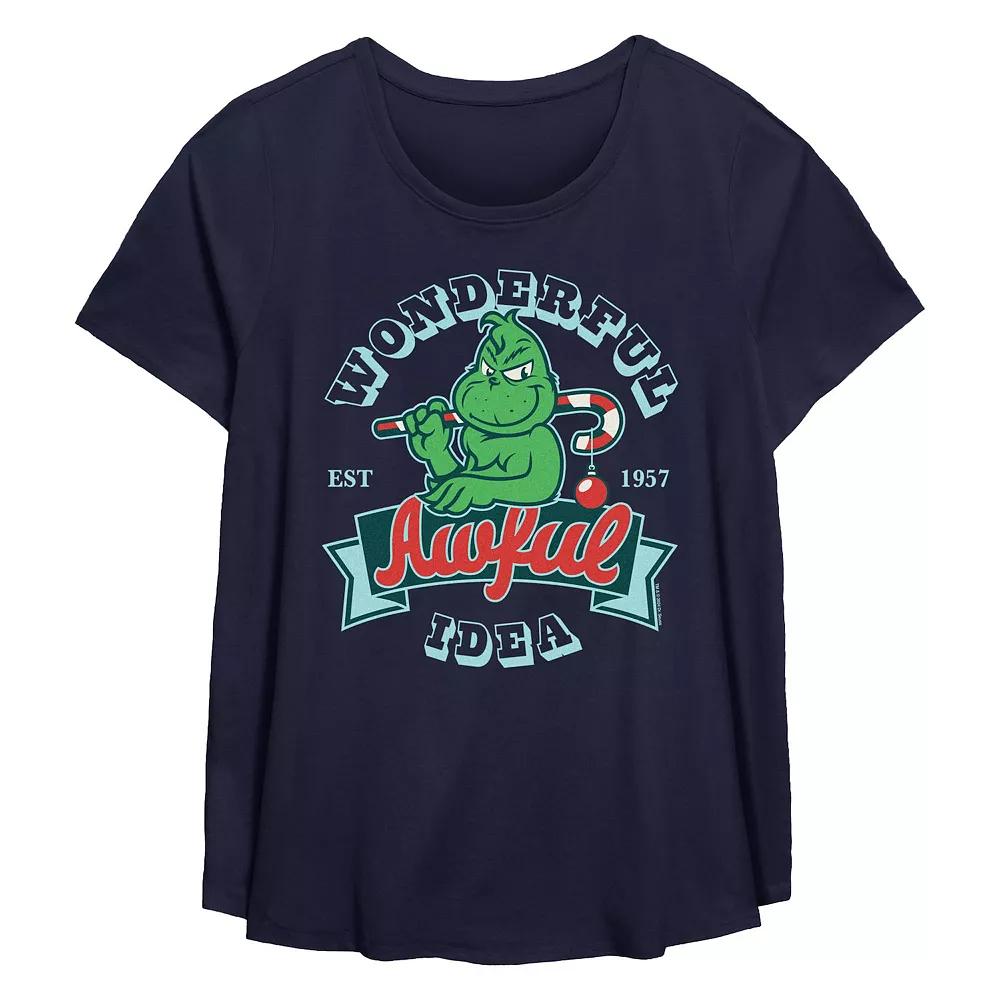 Plus Size Dr. Seuss Grinch Wonderful Awful Idea Flowy Graphic Tee, Women's, Size: 1XL, Blue Product Image