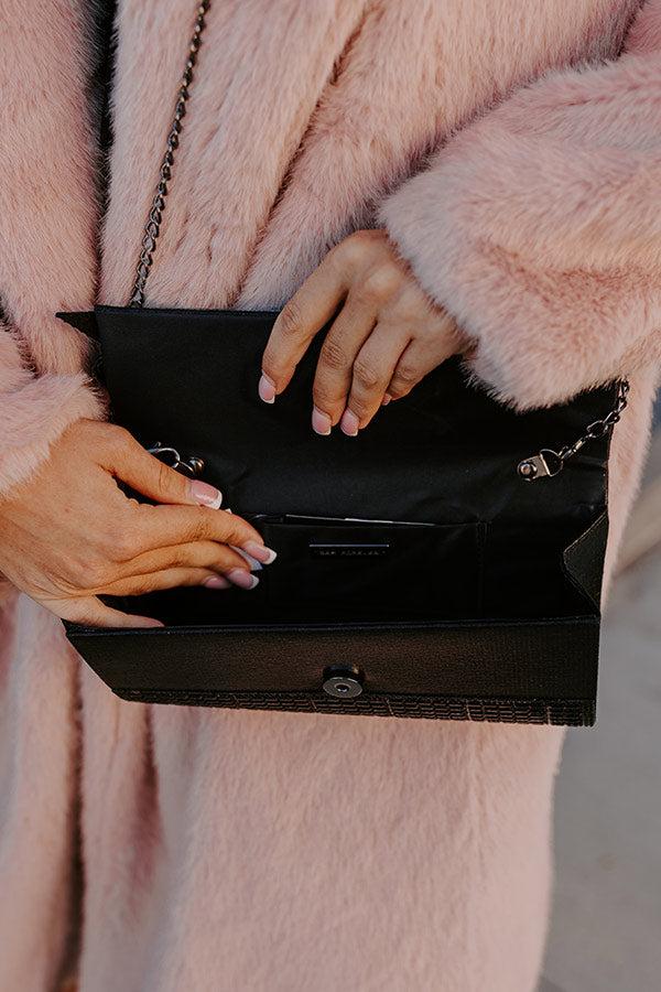 Gala Ready Rhinestone Clutch in Black Product Image
