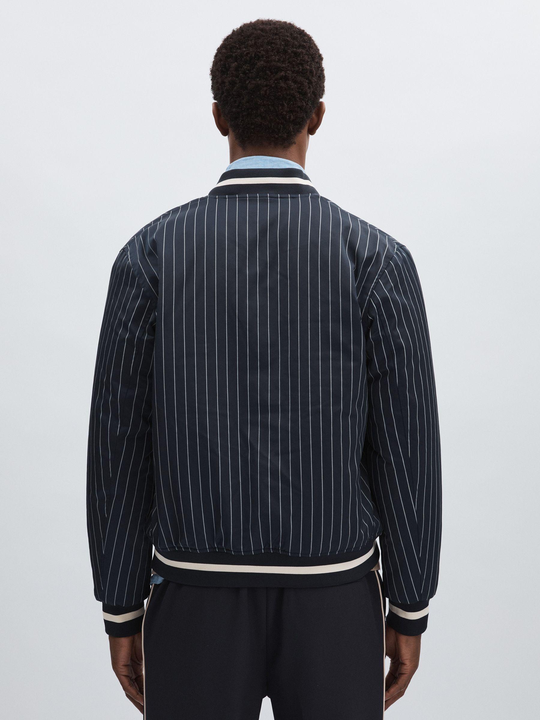 Les Deux Technical Varsity Jacket in Navy Stripe Product Image