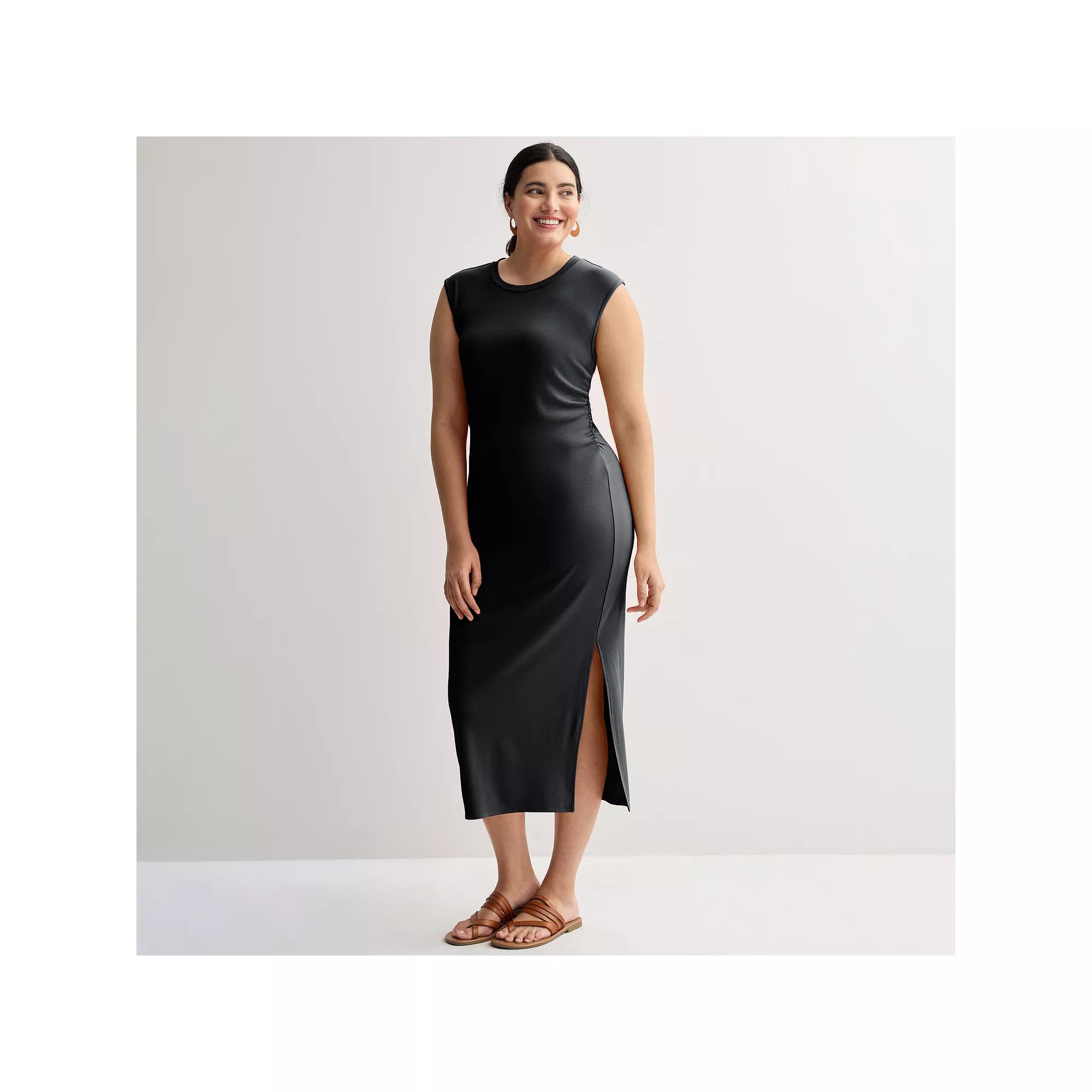 Women's INTEMPO™ Shirred Tank Dress, Size: XL, Black Product Image