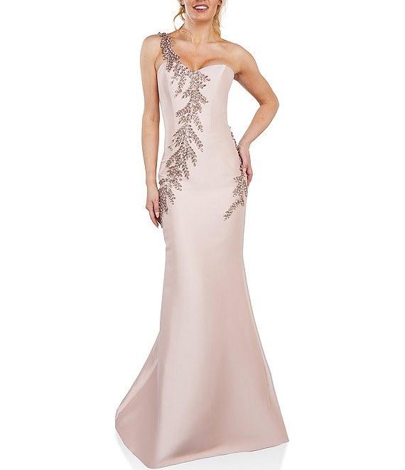 Terani Couture One Shoulder Sleeveless Beaded Gown Product Image