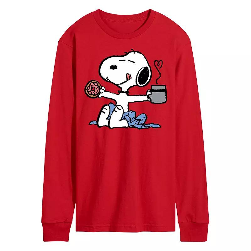 Men's Peanuts Snoopy Donut Coffee Long Sleeve,  Product Image