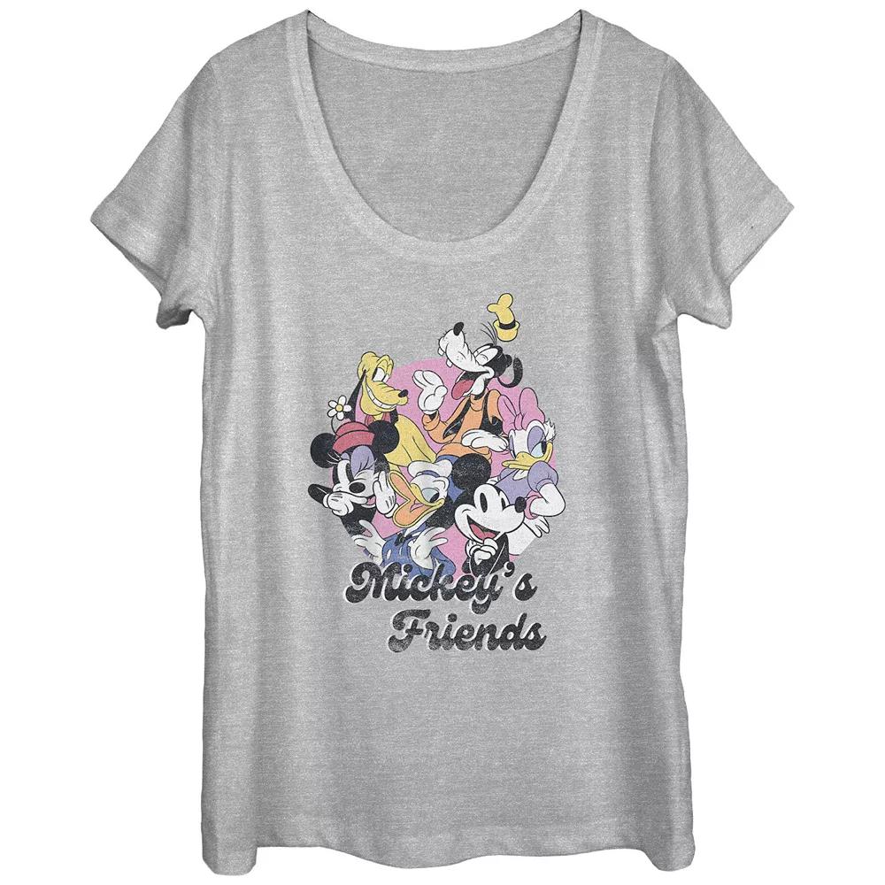 Disney's Mickey Mouse And Friends Laughing Scoop Neck Juniors' Graphic Tee, Women's,  Product Image