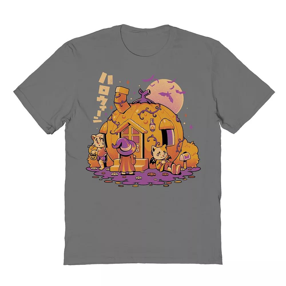 Men's Purrpkin House Halloween Graphic Tee, Size: XL, Grey Product Image