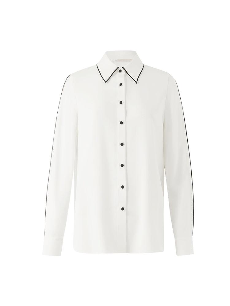 Contrast Trim Commute Women Shirt Product Image