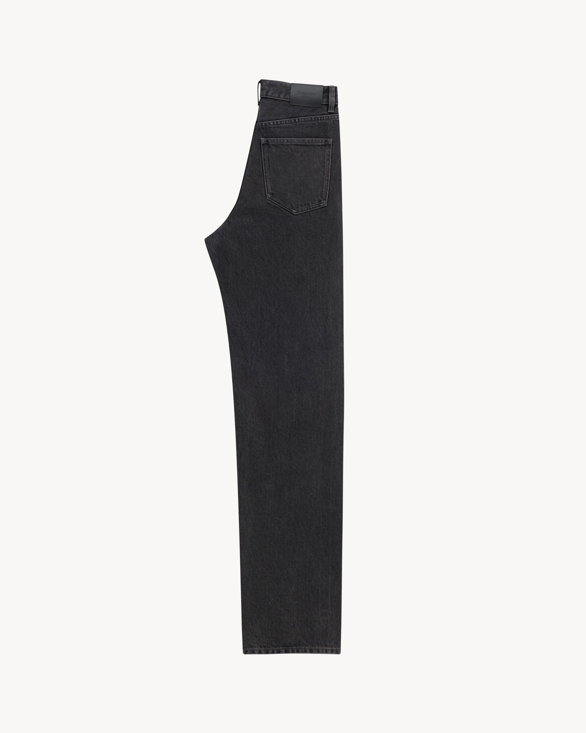 v-waist long baggy jeans in 90's french black denim Product Image