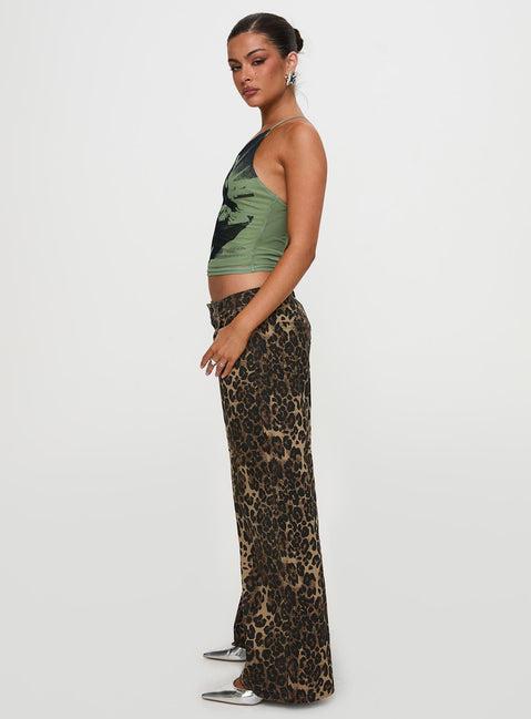 Pantar Low Rise Pants Leopard Product Image