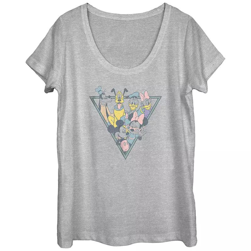 Disney's Mickey Mouse And Friends Colors Popping Scoop Neck Juniors' Graphic Tee, Women's, Size: XXL, Athletic Grey Product Image