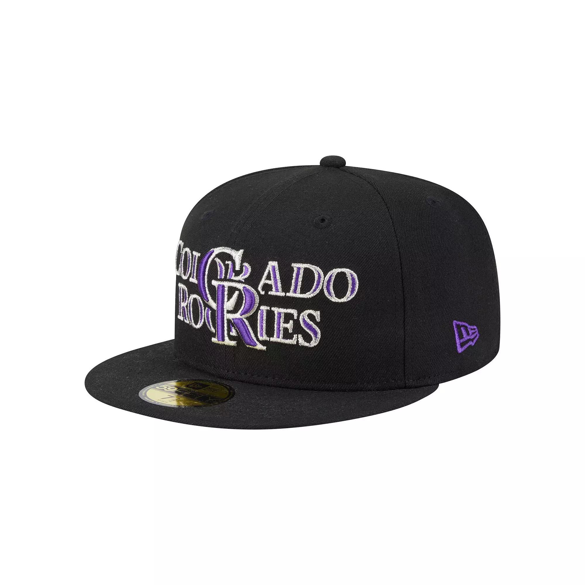 Men's New Era Black Colorado Rockies Overlap 59FIFTY Fitted Hat,  Product Image