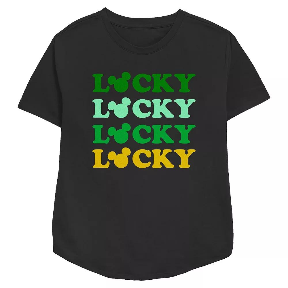 Disney's Mickey Mouse Lucky Word Stack Women's Relaxed Fit Graphic Tee, Size: Large, Black Product Image