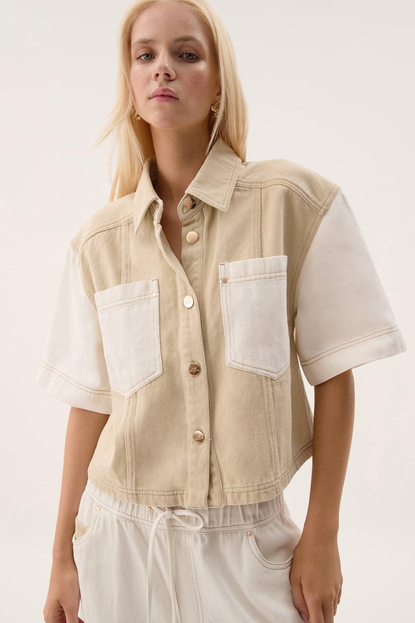 Sadie Cropped Denim Shirt Product Image
