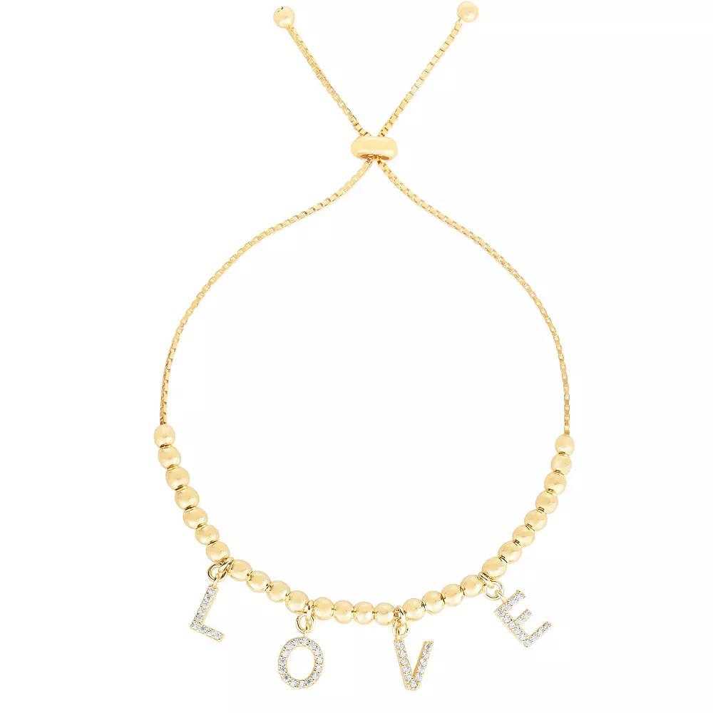 Sunkissed Sterling Cubic Zirconia LOVE Adjustable Bracelet, Women's, Size: 7", Yellow Product Image