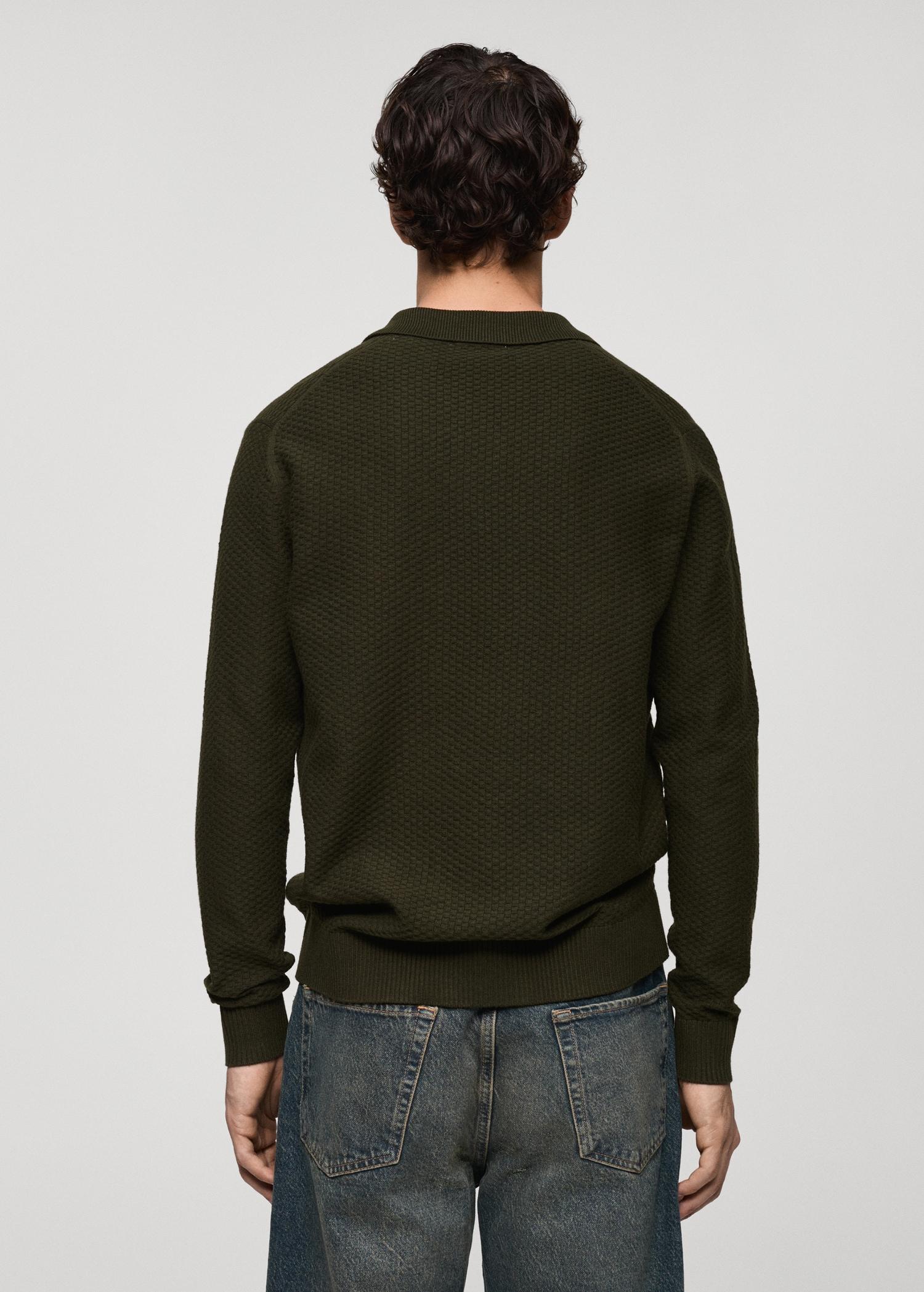 Cotton-blend structured polo sweater - Men | MANGO USA Product Image