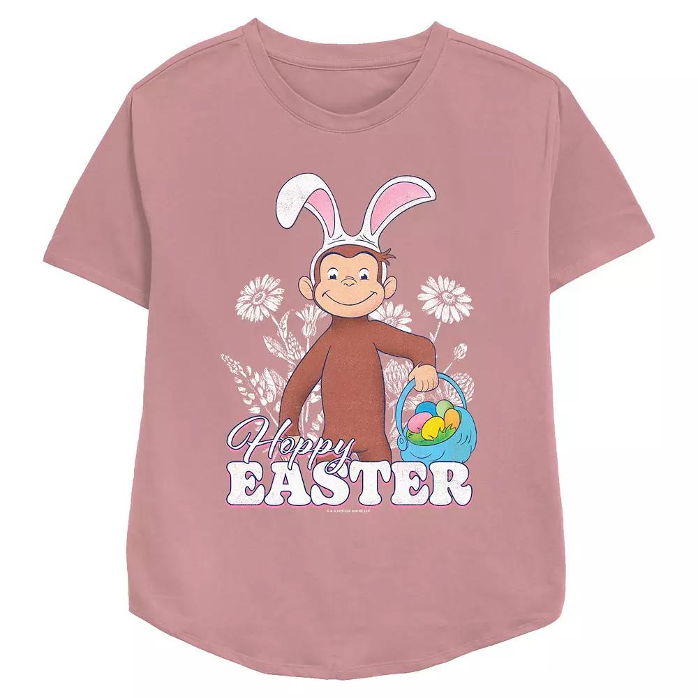 Women's Curious George Happy Easter Egg Hunt Relaxed Fit Graphic Tee,  Product Image
