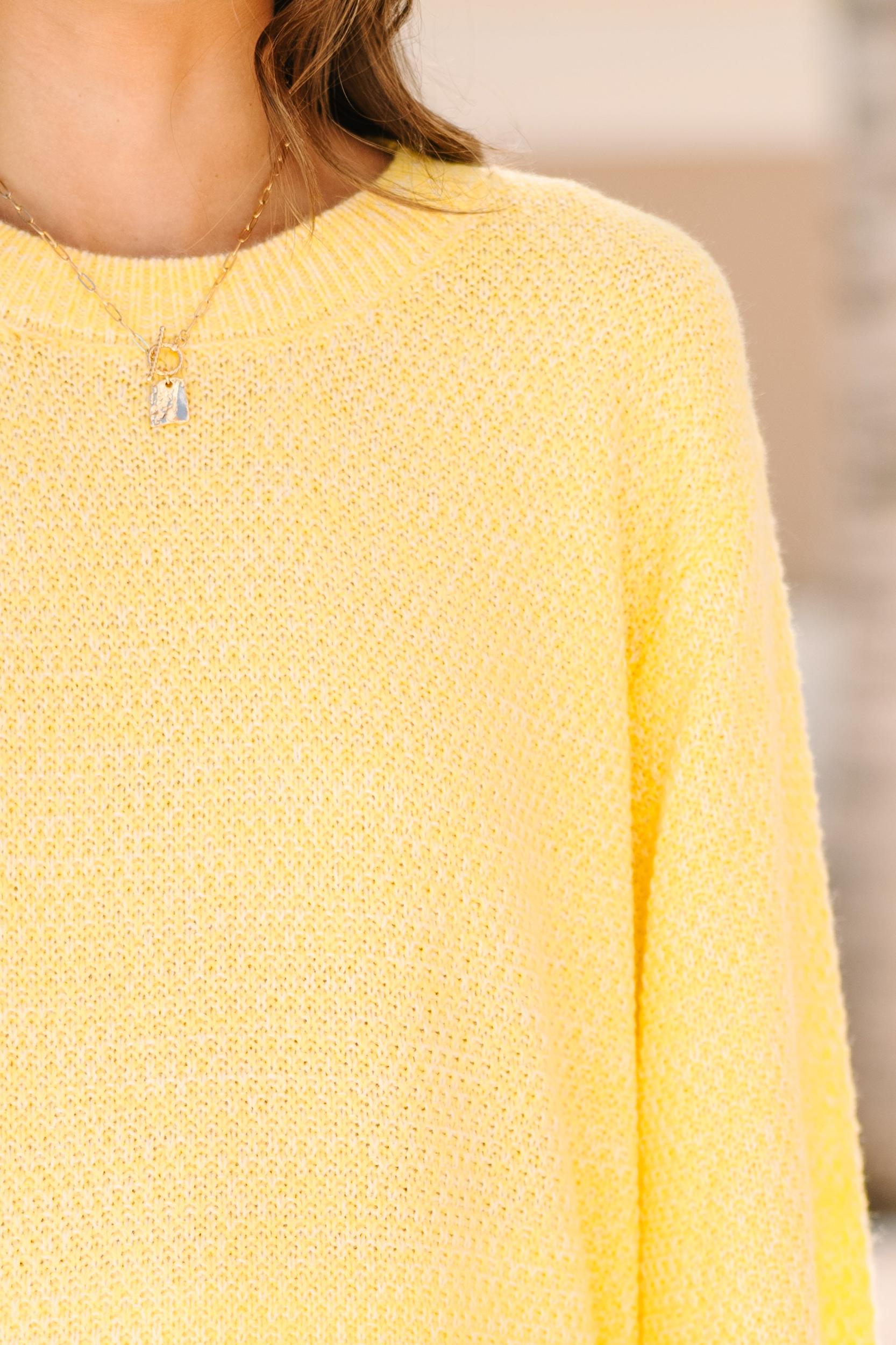 The Slouchy Yellow Bubble Sleeve Sweater Female Product Image