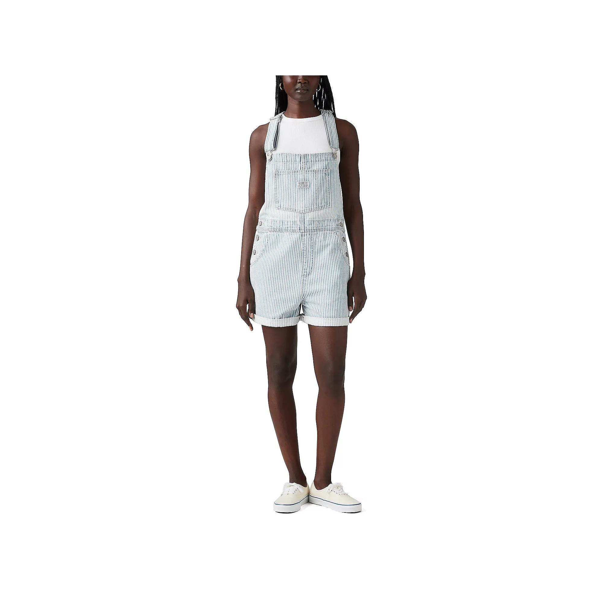 Levi's® Women's Vintage Shortalls XS: Lightweight Denim, Stripe Pattern, Sleeveless, Snap Closure Product Image