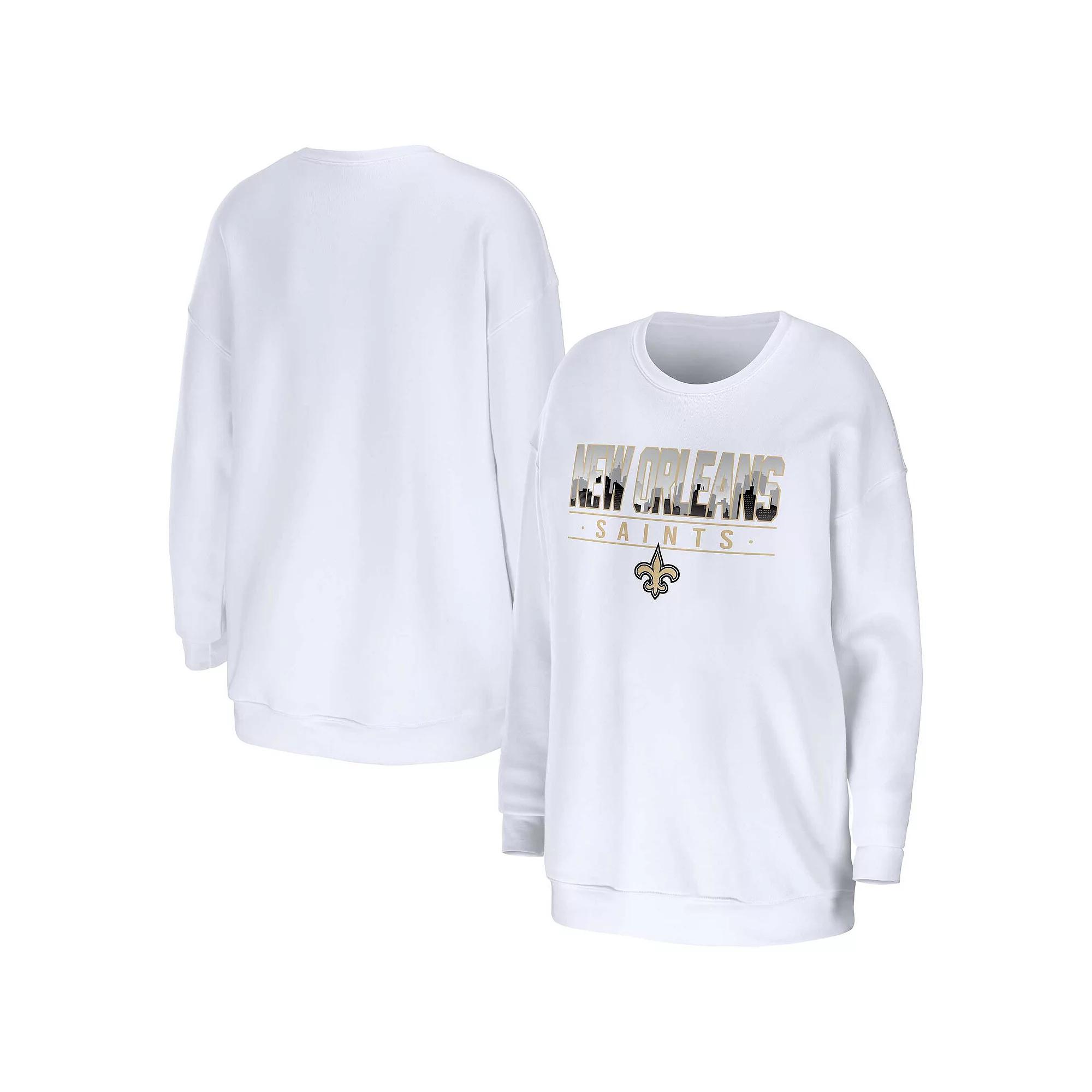 Women's WEAR by Erin Andrews White New Orleans Saints Domestic Pullover Sweatshirt,  Product Image
