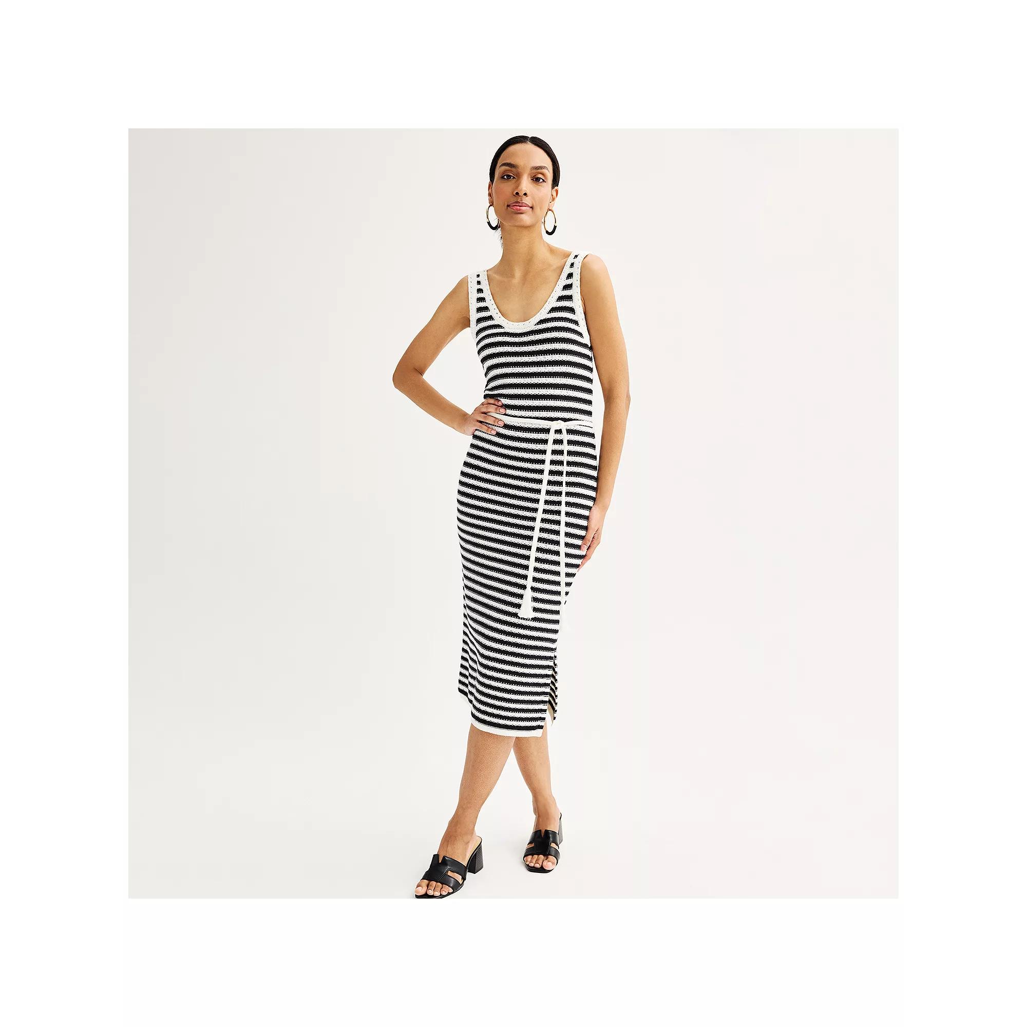 Women's Nine West Crochet Maxi Dress, Size: XXL, Crochet Stripe Product Image