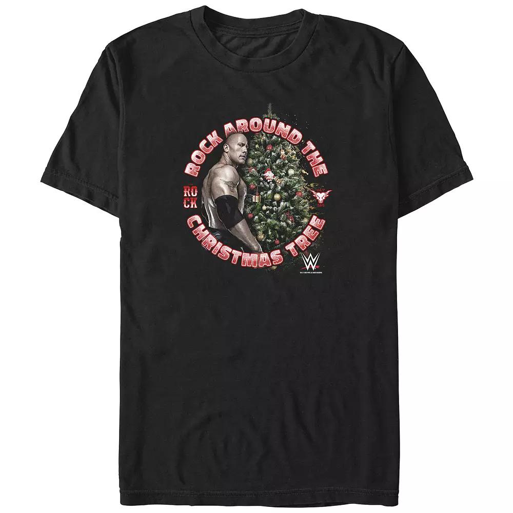Big & Tall WWE Rock Around The Christmas Tree Graphic Tee, Men's,  Product Image