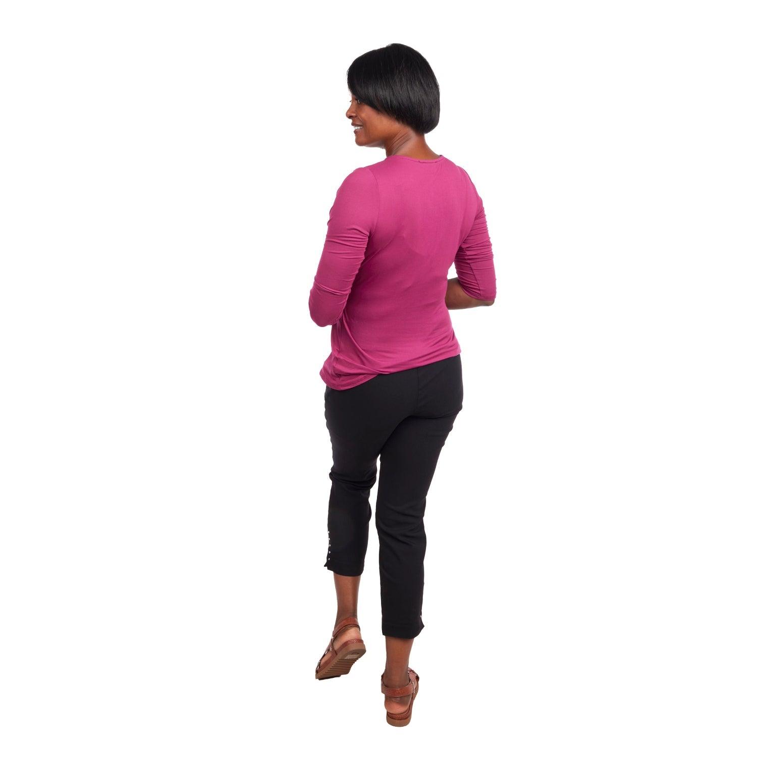 Inner Beauty Solid 3/4 Sleeve Surplice Front V-Neck Top Product Image